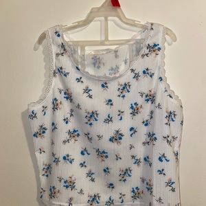 White Floral Crop Top